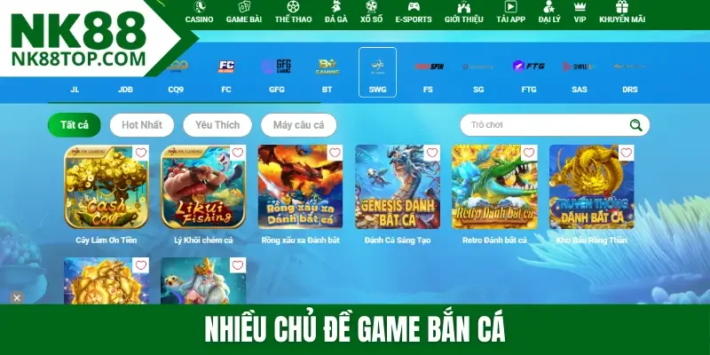 Nhiều chủ đề game bắn cá